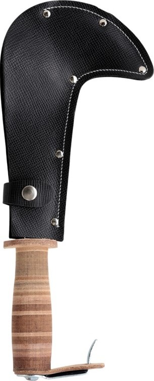 Serpe chasseur 20 cm manche cuir + étui
