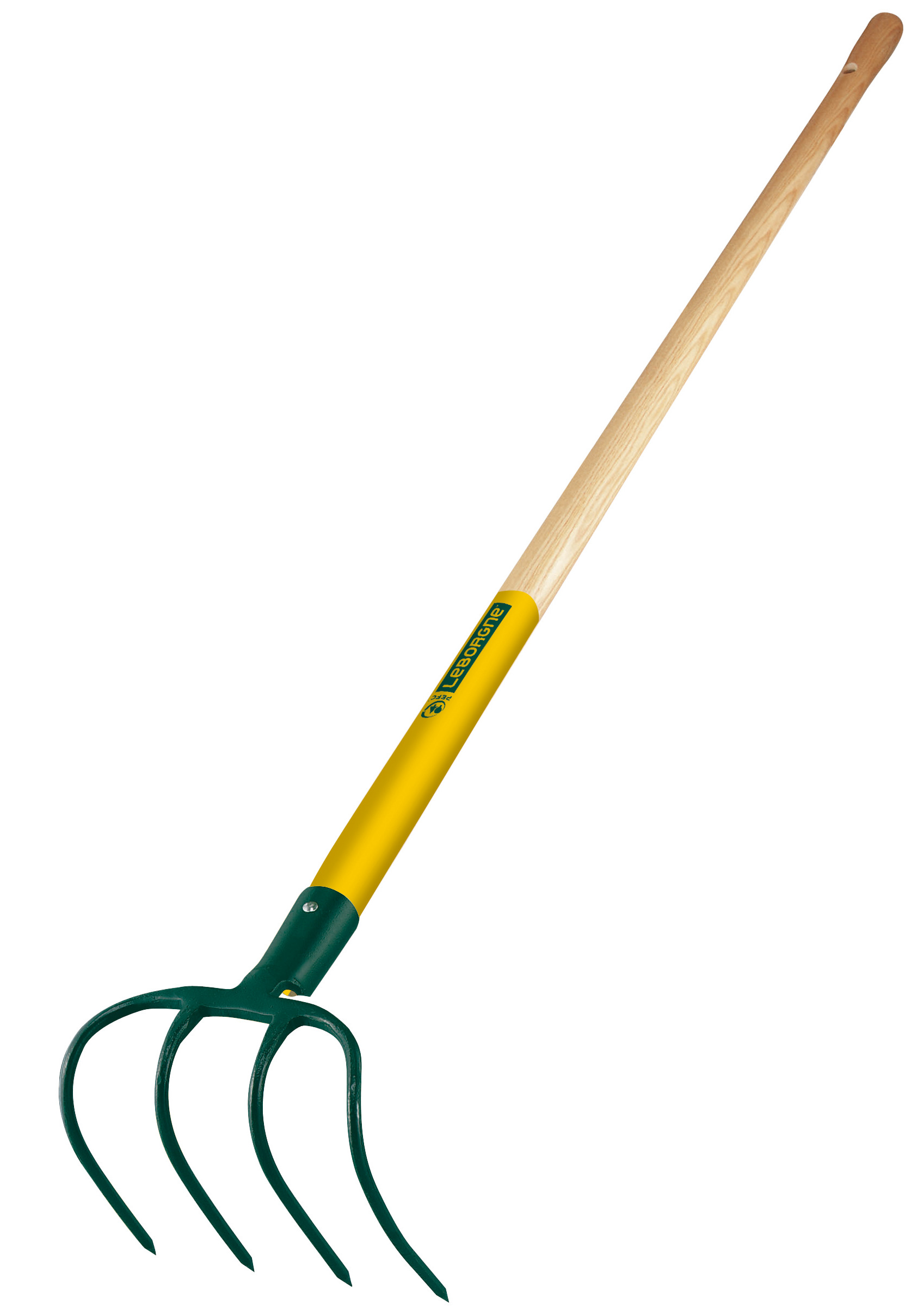 Croc à fumier douille 4 dents manche bois certifié PEFC 100% 130 cm
