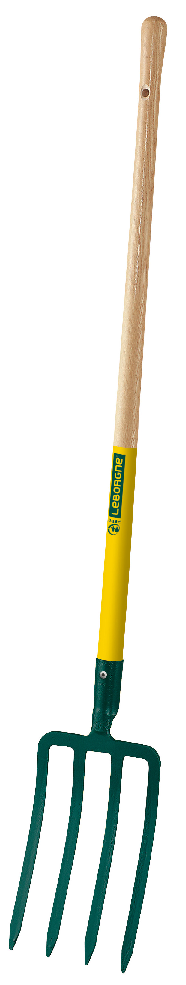 Fourche à bêcher douille 4 dents 30 cm manche pomme bois certifié PEFC 100% 100 cm