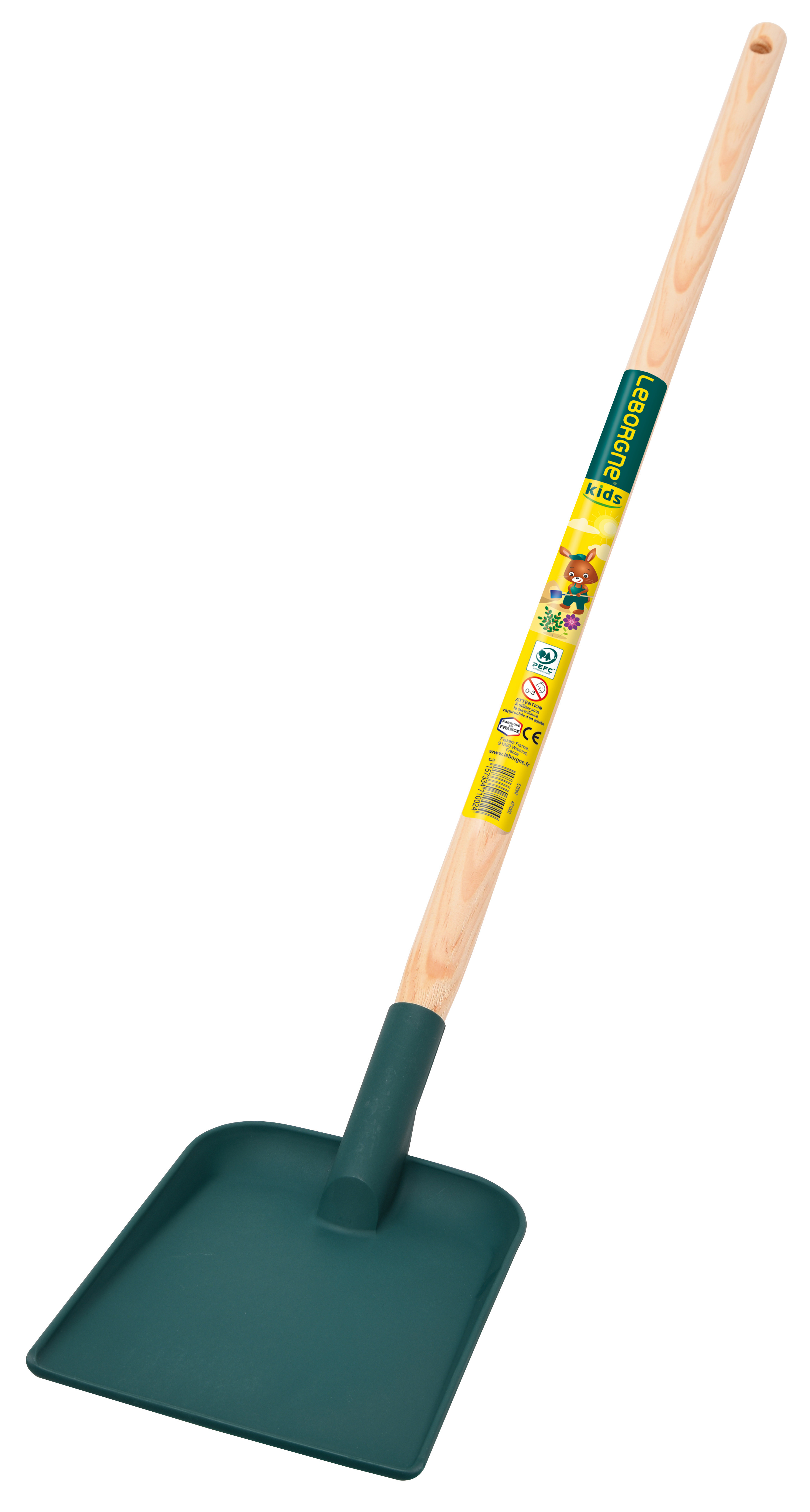 Pelle Carrée Plastique Enfant manche bois certifié PEFC 100%