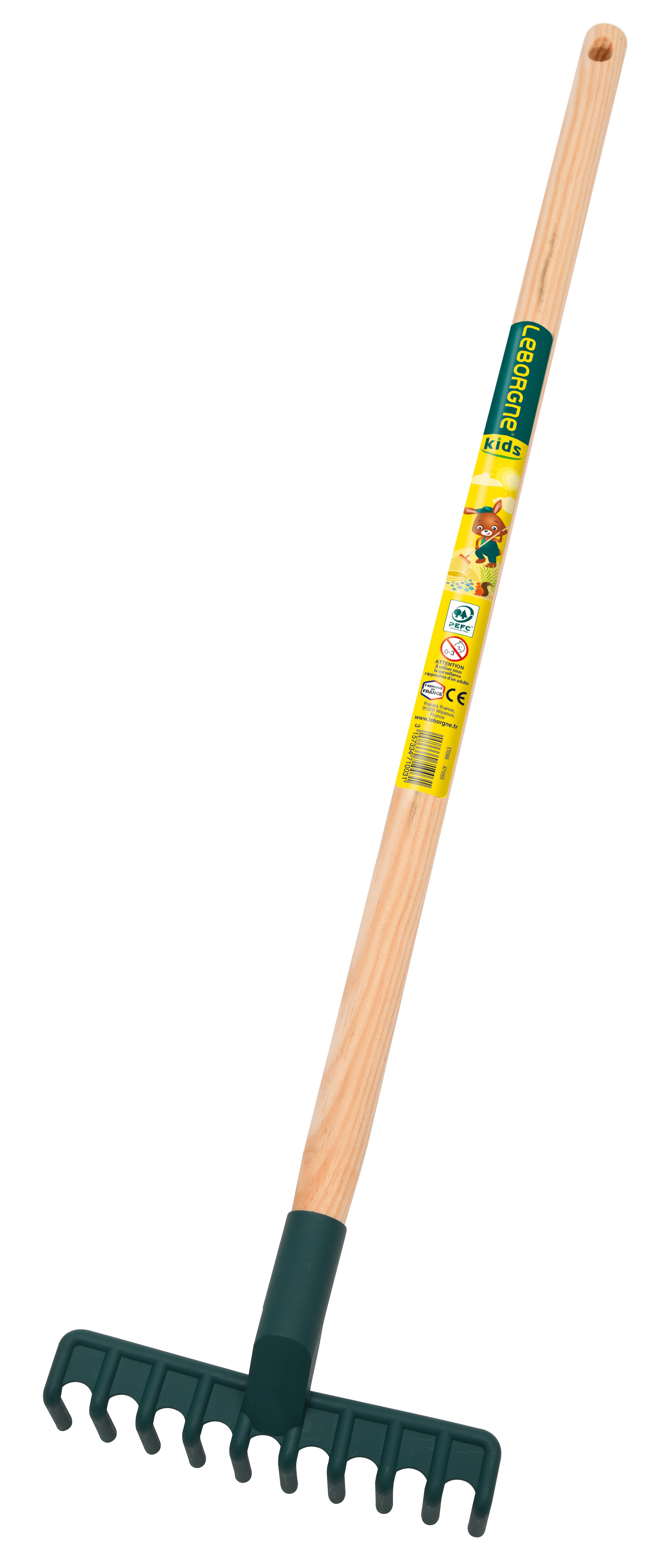 Râteau Plastique Enfant manche bois certifié PEFC 100%